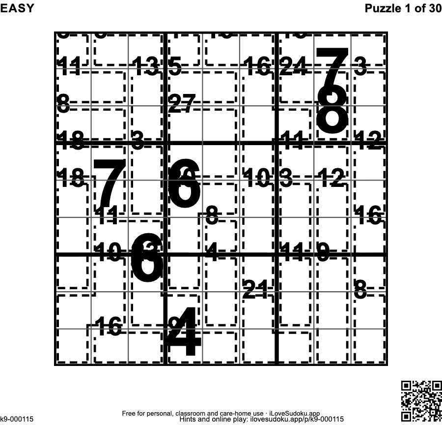 Large Print Killer Sudoku — Easy, Volume 1 preview
